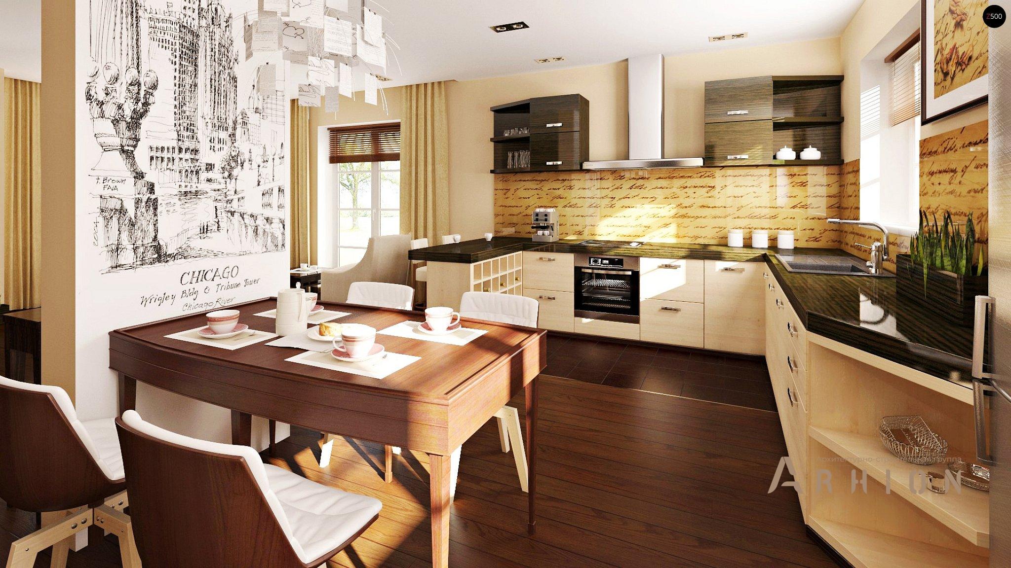 5. Проект одноэтажного дома в европейском стиле с четырехскатной, Z18 dk, площадью - 187 кв c мансардой, балконом